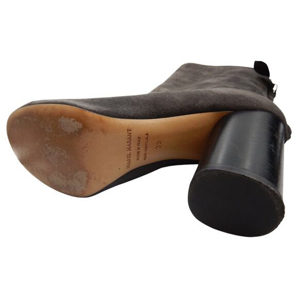 Isabel Marant Suede Back Zip Block Heels Ankle Boots Booties Black Size 38 US 8 - Picture 8 of 9